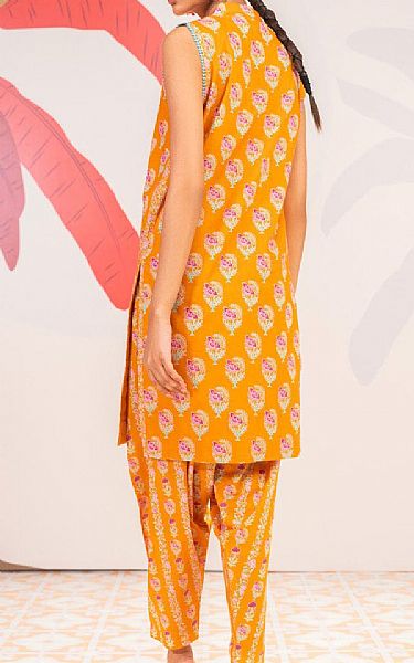 Alkaram Orange Cambric Suit (2 Pcs) | Pakistani Lawn Dress in USA- Image 2