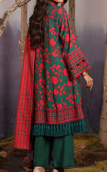 Alkaram Bottle Green Viscose Suit | Pakistani Winter Dresses in USA- Image 2