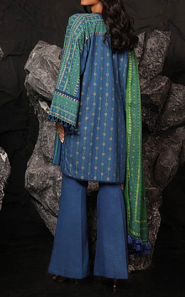 Alkaram Dark Turquoise Viscose Suit | Pakistani Winter Dresses in USA- Image 2