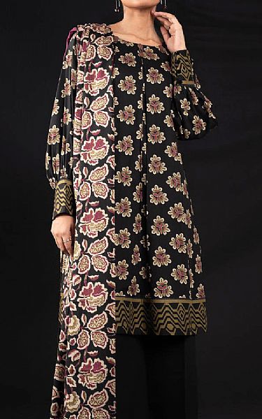 Alkaram Black Viscose Suit | Pakistani Winter Dresses- Image 1