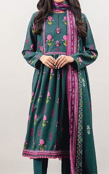 Alkaram Teal Karandi Suit (2 Pcs) | Pakistani Winter Dresses- Image 1