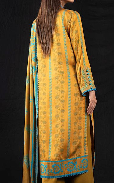 Alkaram Golden Yellow Viscose Suit (2 Pcs) | Pakistani Winter Dresses- Image 2