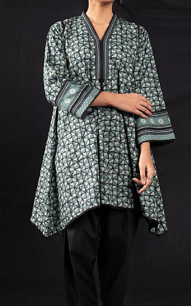 Alkaram Slate Grey Cambric Suit (2 Pcs) | Pakistani Winter Dresses- Image 1