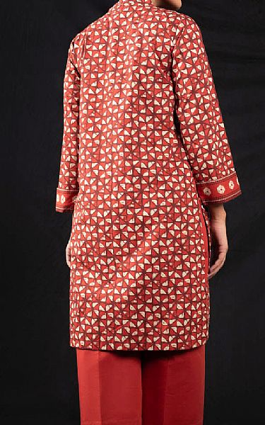 Alkaram Pastel Red Cambric Suit (2 Pcs) | Pakistani Winter Dresses- Image 2