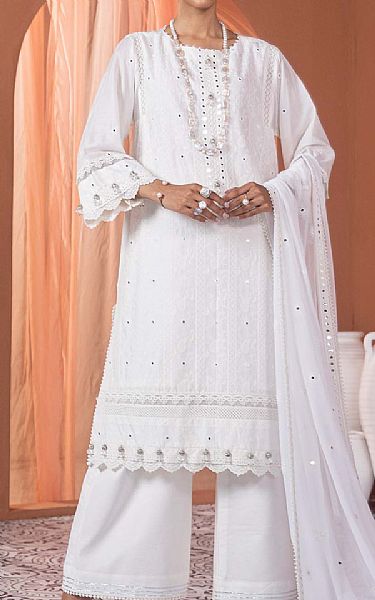 Alkaram White Lawn Suit | Pakistani Lawn Suits- Image 1