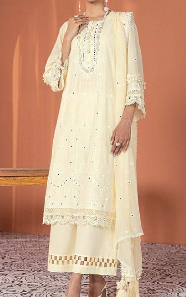 Alkaram Ivory Lawn Suit | Pakistani Lawn Dress in USA- Image 1
