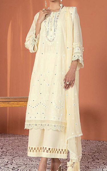 Alkaram Ivory Lawn Suit | Pakistani Lawn Suits- Image 1