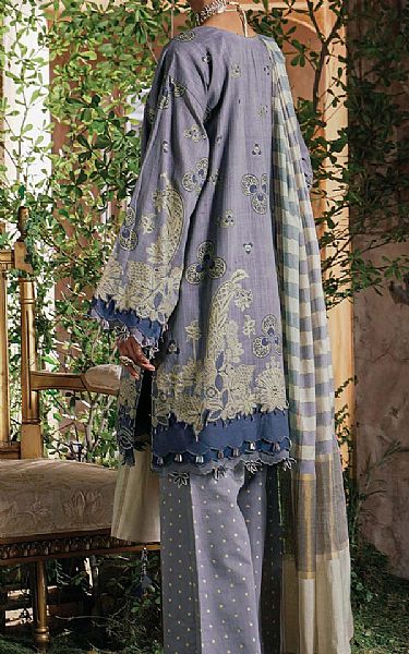 Alkaram Slate Grey Slub Suit | Pakistani Lawn Suits- Image 2