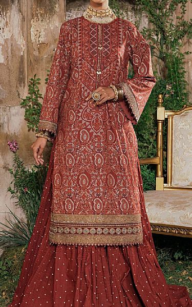 Alkaram Red Cambric Suit (2 Pcs) | Pakistani Lawn Suits- Image 1