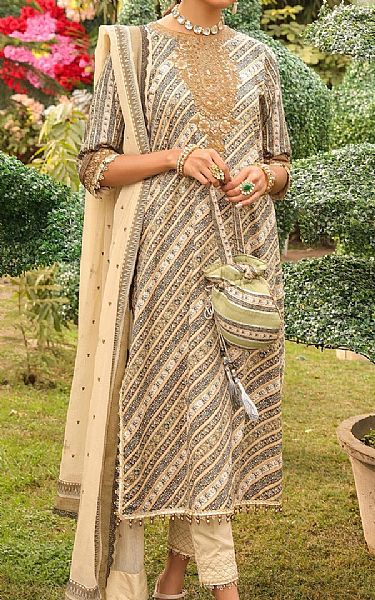 Alkaram Ivory Cambric Suit (2 Pcs) | Pakistani Lawn Suits- Image 1