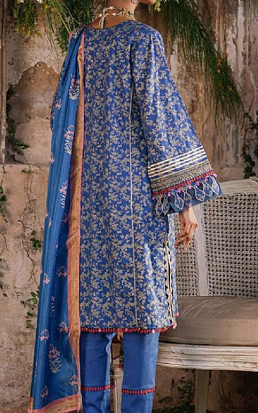 Alkaram Royal Blue Slub Suit | Pakistani Lawn Suits- Image 2