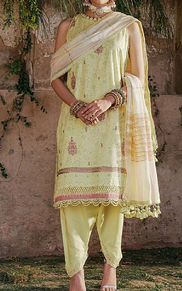 Alkaram Cream Slub Suit | Pakistani Lawn Suits- Image 1