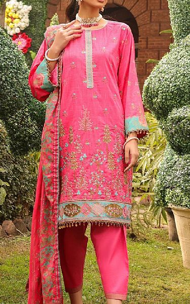 Alkaram Hot Pink Slub Suit (2 Pcs) | Pakistani Lawn Suits- Image 1