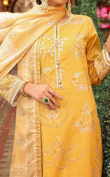 Alkaram Golden Yellow Slub Suit (2 Pcs) | Pakistani Lawn Suits- Image 1