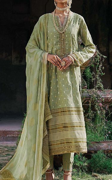 Alkaram Pistachio Green Jacquard Suit (2 Pcs) | Pakistani Lawn Suits- Image 1