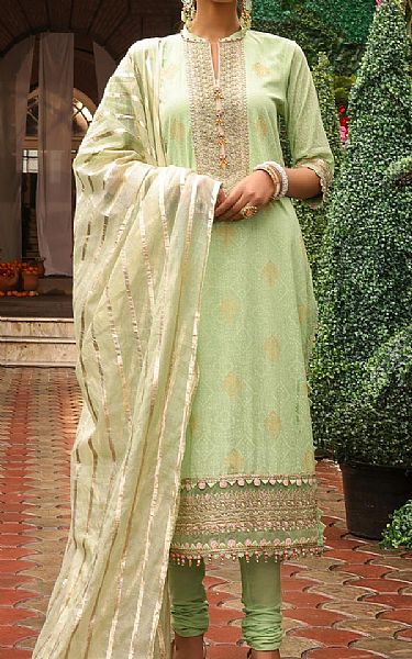 Alkaram Light Green Slub Suit | Pakistani Lawn Suits- Image 1