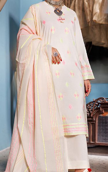 Almirah Off White Jacquard Suit | Pakistani Winter Dresses in USA- Image 1