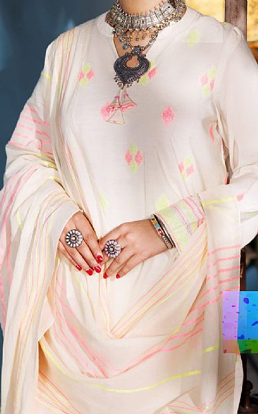 Almirah Off White Jacquard Suit | Pakistani Winter Dresses in USA- Image 2