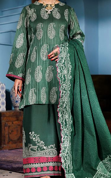 Almirah Emerald Green Dobby Suit | Pakistani Winter Dresses in USA- Image 1