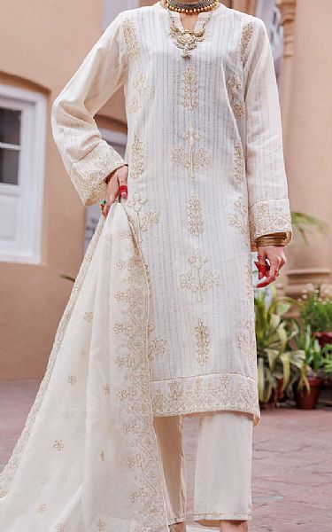 Almirah Off White Dobby Suit | Pakistani Winter Dresses in USA- Image 1