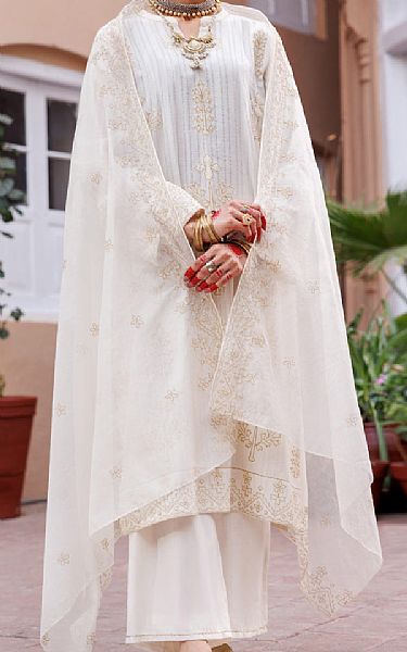 Almirah Off White Dobby Suit | Pakistani Winter Dresses in USA- Image 2