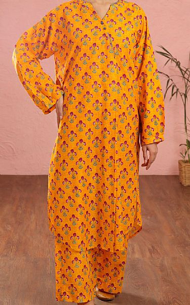Almirah Dark Orange Cambric Suit (2 pcs) | Pakistani Winter Dresses in USA- Image 1