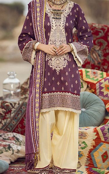Almirah Plum Cambric Suit | Pakistani Dresses in USA- Image 1