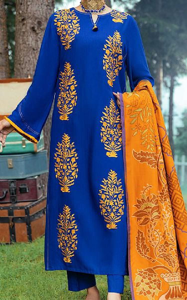 Almirah Royal Blue Yarn Dyed Suit | Pakistani Winter Dresses- Image 1