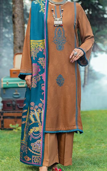 Almirah Brown Yarn Dyed Suit | Pakistani Winter Dresses- Image 1