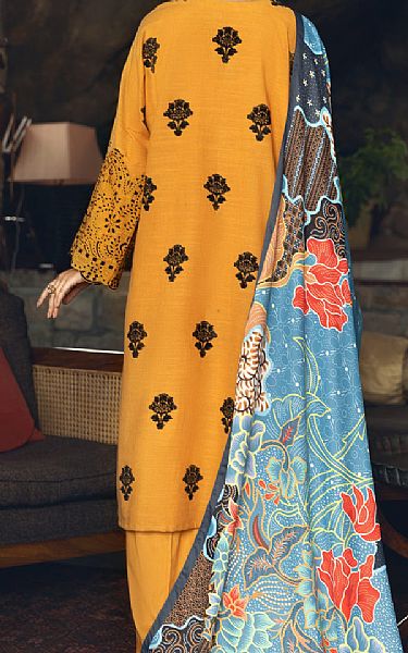 Almirah Mustard Yarn Dyed Suit | Pakistani Winter Dresses in USA- Image 2