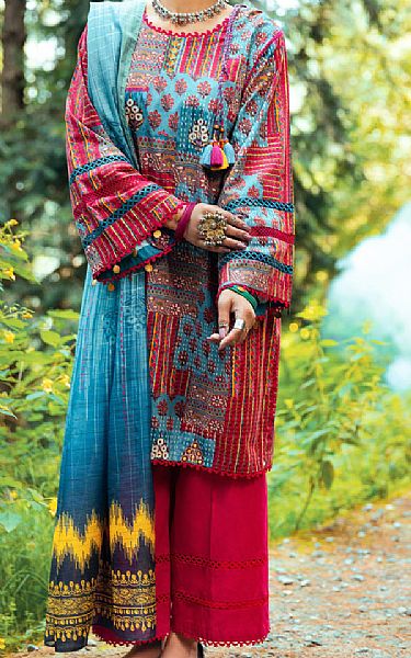 Almirah Fuchsia Cambric Suit | Pakistani Winter Dresses- Image 1