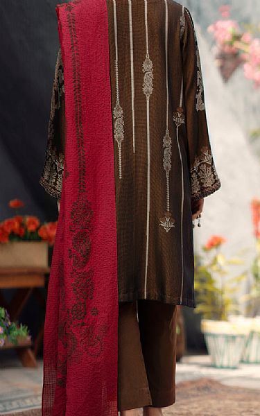 Almirah Dark Brown Yarn Dyed Suit | Pakistani Winter Dresses- Image 2