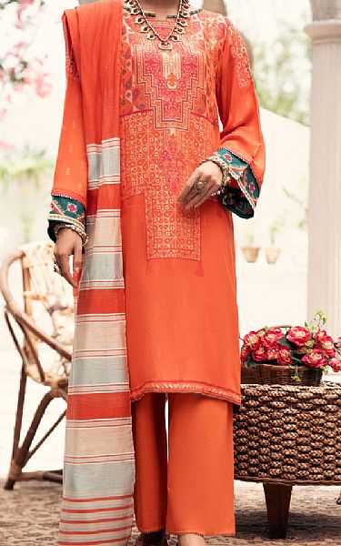 Almirah Orange Yarn Dyed Suit | Pakistani Winter Dresses- Image 1