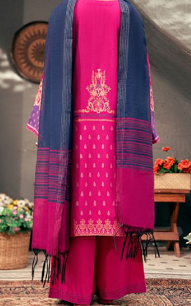 Almirah Shocking Pink Yarn Dyed Suit | Pakistani Winter Dresses in USA- Image 2
