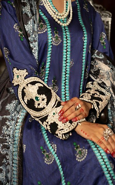 Almirah Navy Blue Cotton Silk Suit | Pakistani Winter Dresses in USA- Image 2