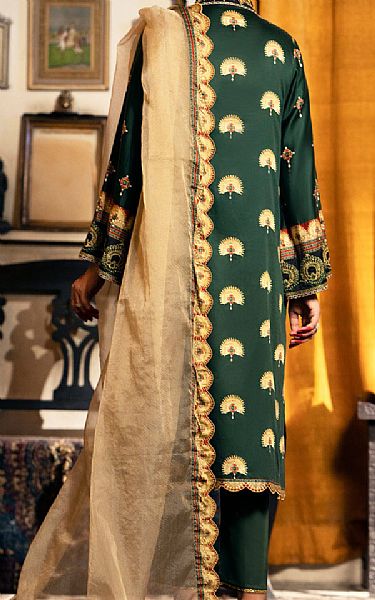 Almirah Bottle Green Cotton Silk Suit | Pakistani Winter Dresses- Image 2