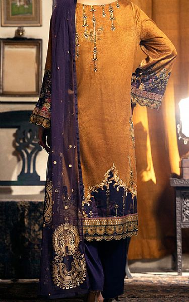 Almirah Brown/Indigo Cotton Silk Suit | Pakistani Winter Dresses- Image 2