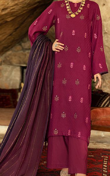 Almirah Crimson Yarn Dyed Suit | Pakistani Winter Dresses- Image 1