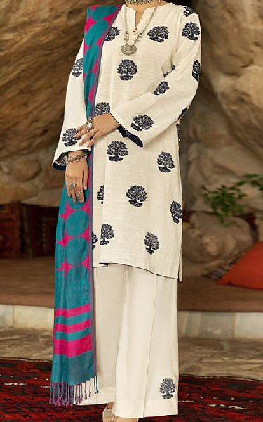 Almirah Off-white Yarn Dyed Suit | Pakistani Winter Dresses- Image 1