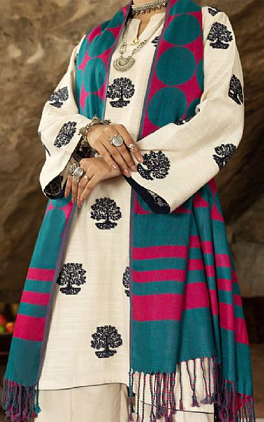 Almirah Off-white Yarn Dyed Suit | Pakistani Winter Dresses- Image 2