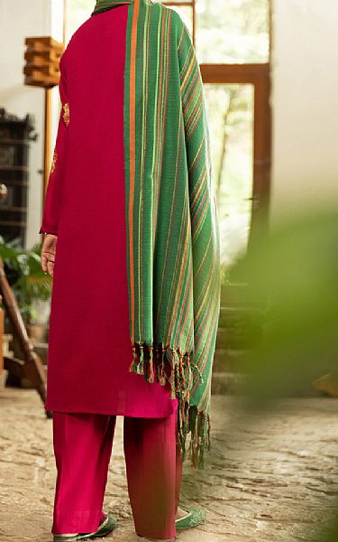 Almirah Hot Pink Dobby Suit | Pakistani Winter Dresses- Image 2