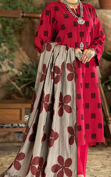 Almirah Scarlet Yarn Dyed Suit | Pakistani Winter Dresses- Image 1