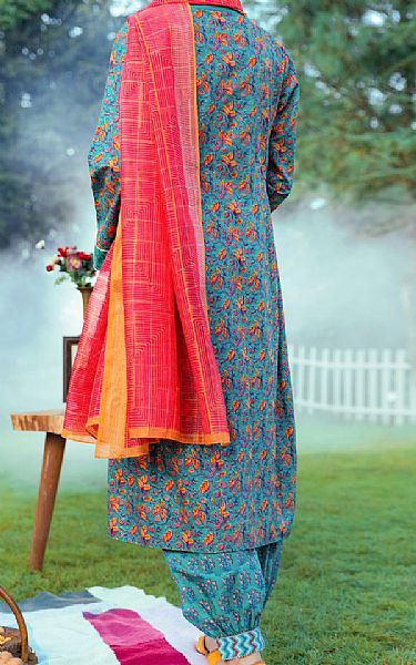 Almirah Dark Turquoise Jacquard Suit | Pakistani Winter Dresses- Image 2
