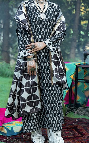 Almirah Black Jacquard Suit | Pakistani Winter Dresses- Image 1
