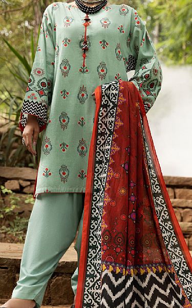 Almirah Mint Green Cambric Suit (2 Pcs) | Pakistani Winter Dresses- Image 1
