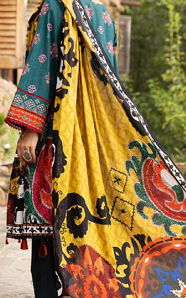 Almirah Teal Cambric Suit (2 Pcs) | Pakistani Winter Dresses- Image 2