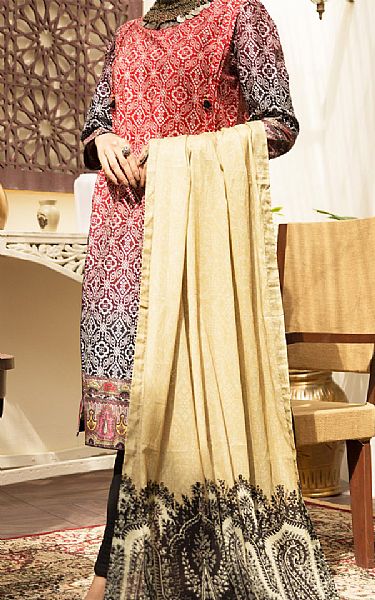 Almirah Red Cambric Suit (2 Pcs) | Pakistani Dresses in USA- Image 1
