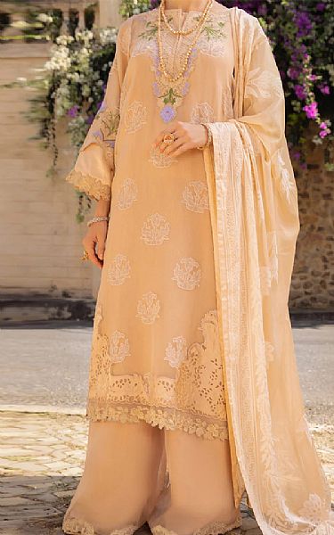 Almirah Persian Orange Organza Suit | Pakistani Embroidered Chiffon Dresses- Image 1