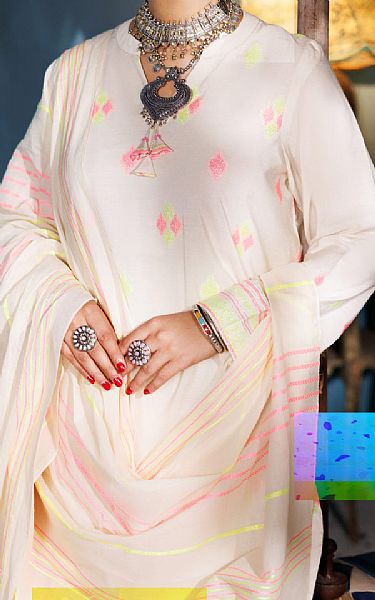 Almirah Off White Jacquard Suit | Pakistani Winter Dresses in USA- Image 2