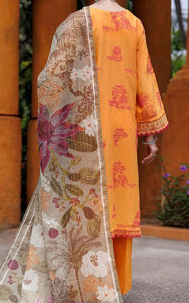 Almirah Orange Jacquard Suit | Pakistani Winter Dresses in USA- Image 2